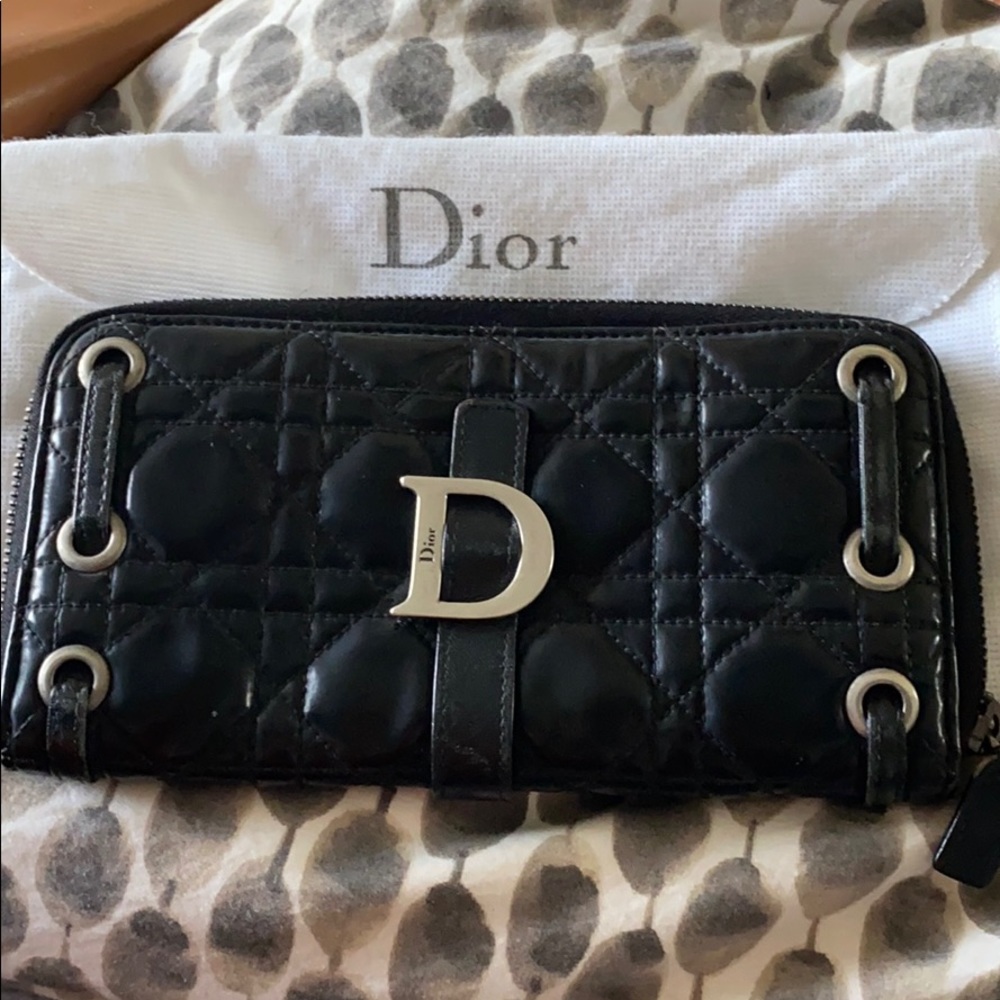 Dior black wallet with dust bag